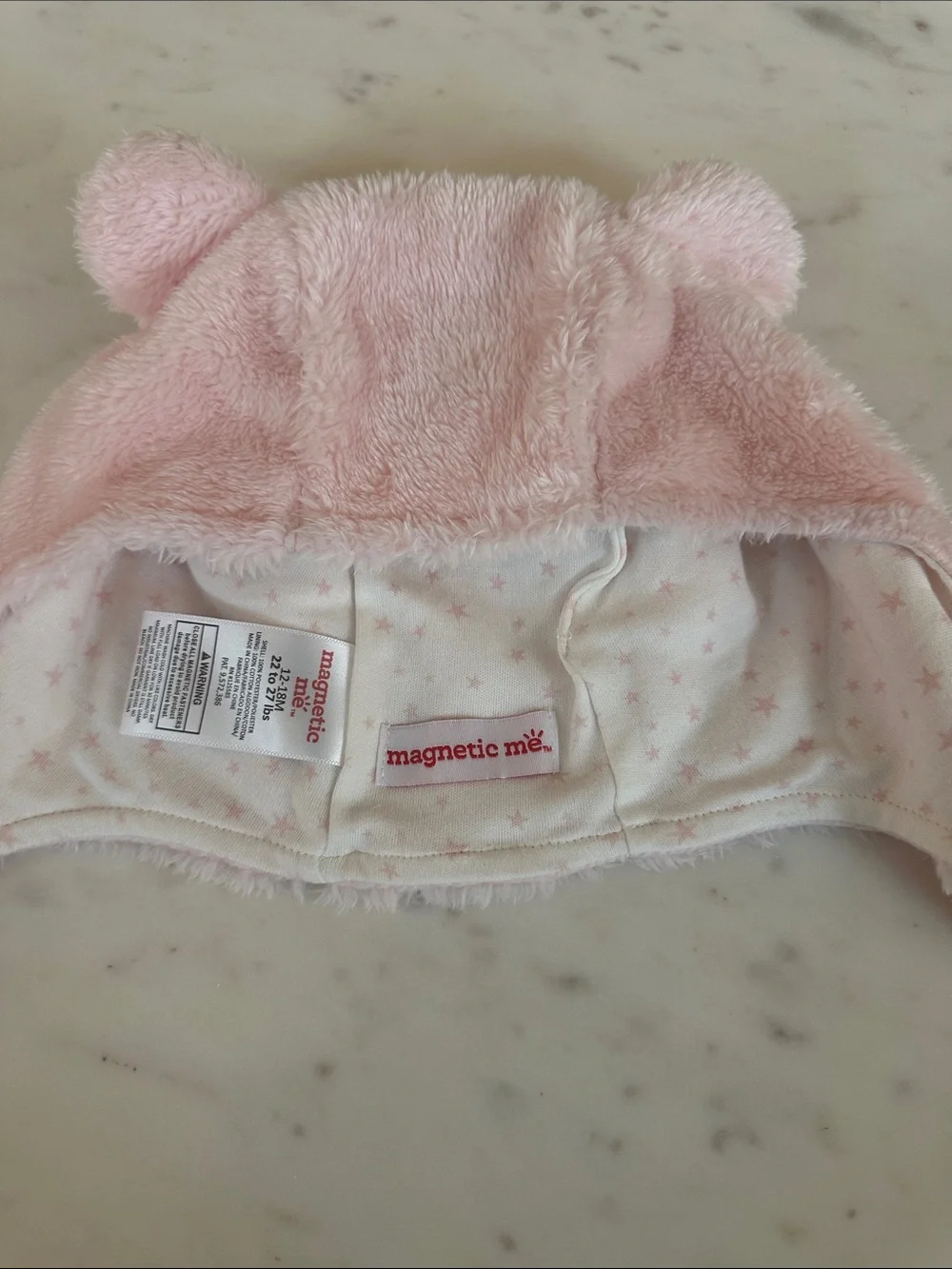 Magnetic Me Light Pink Plush Bear Hood with Star-Lined Interior